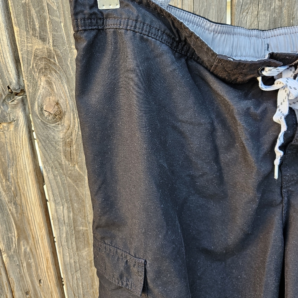 Merona Men's Black Drawstring Cargo Swim Shorts Size L - Picture 11 of 16